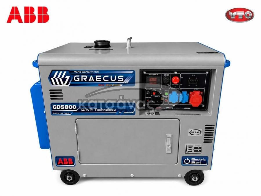 Αθόρυβη πετρελαιοκίνητη γεννήτρια 5.8 kW με DAVR, GD5800 Mini Super Silent